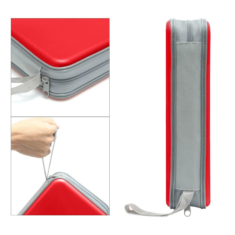 Siveit CD Case Holder, 80 Capacity CD/DVD Case Holders Wallet Hard Plastic CD DVD Disc Cases Storage Binder for Car Home Office Travel (Red) - Image 3